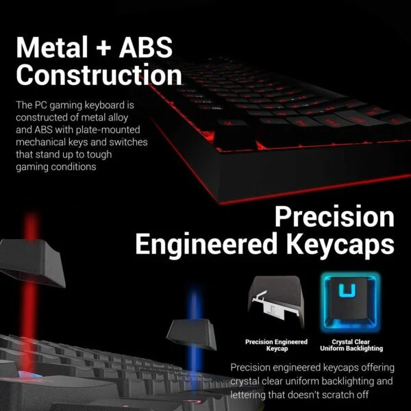 Redragon K552-BB Keyboard, M601 Mouse, P001 Mousepad and H120 Headset Combo Set (4 in 1)