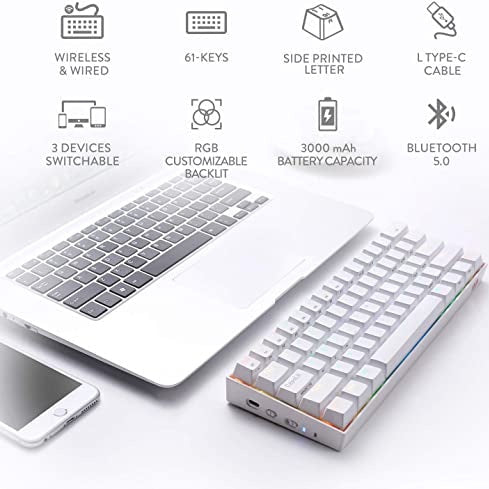Redragon K530W RGB Draconic Wireless Mechanical Gaming Keyboard with Red Switches (White)