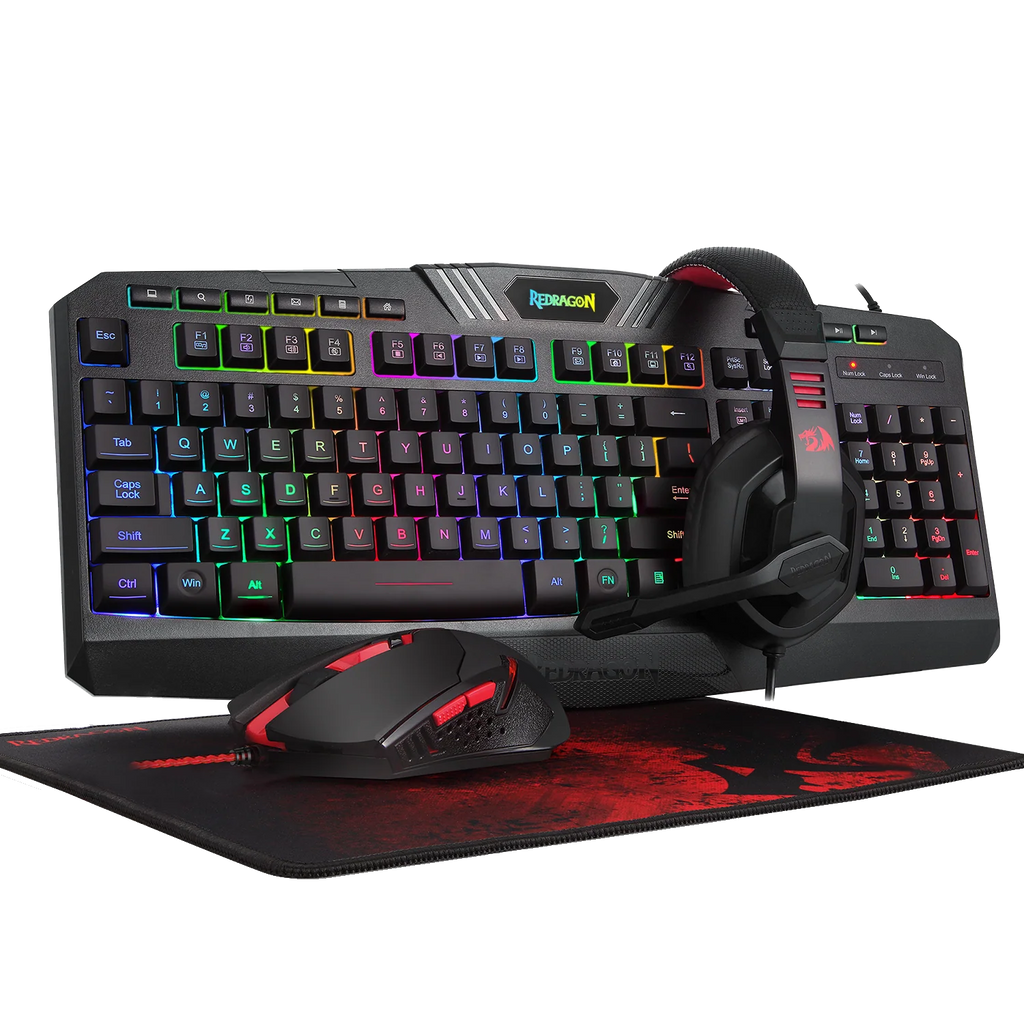 Redragon S101-BA-2 Wired Gaming Keyboard, Mouse, Headset, Mousepad Combo Set (4 in 1)