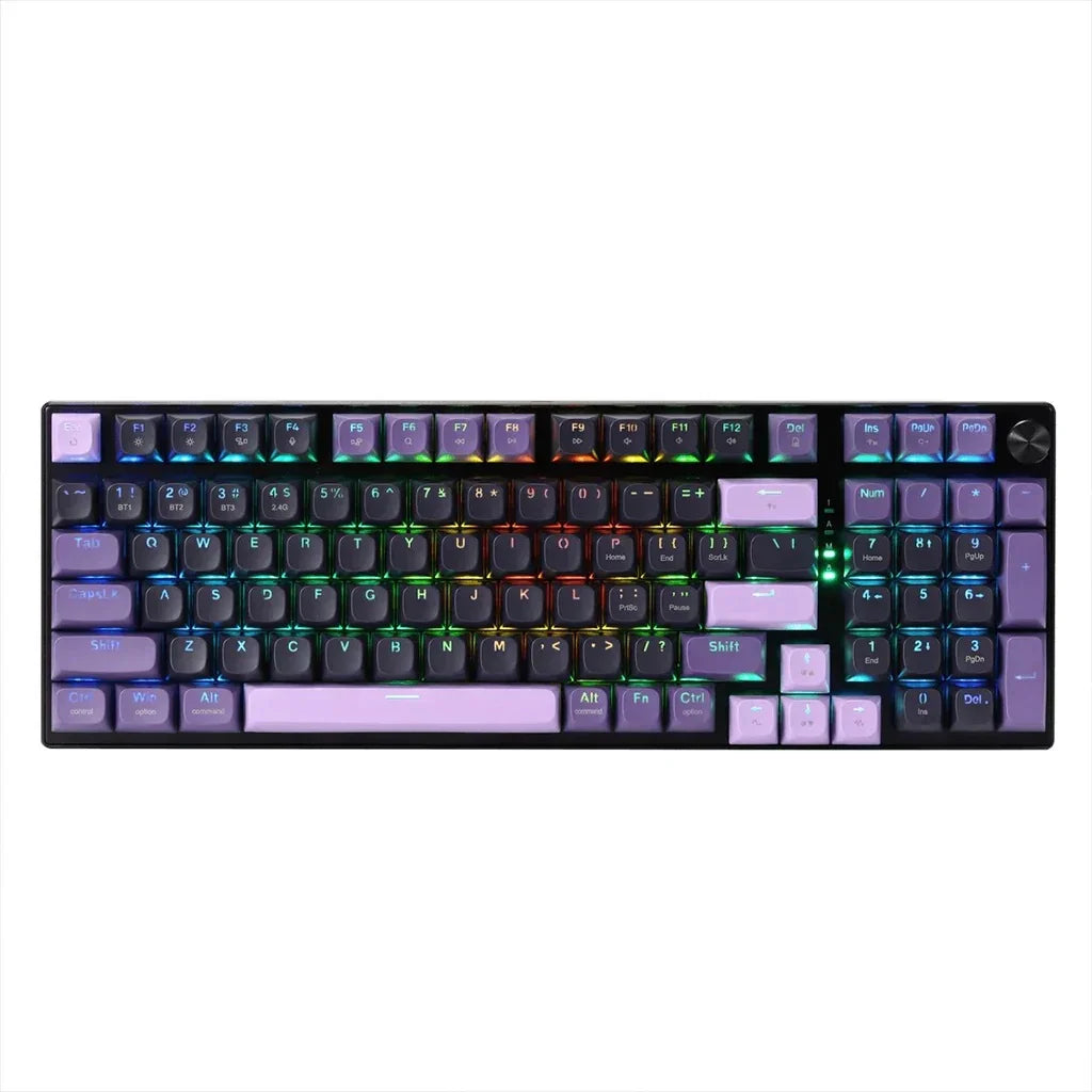 Redragon DHARMA K740 PRO Tri-Mode Mechanical Keyboard with Mambo Switches (Black & Purple)