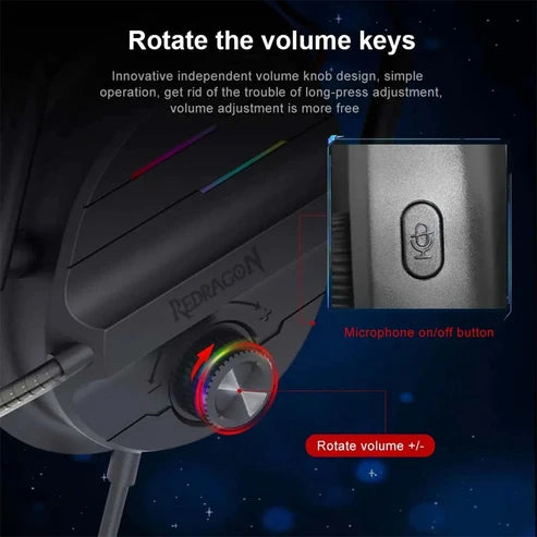 Redragon H380 Chiron Black RGB 7.1 Surround Sound Headset