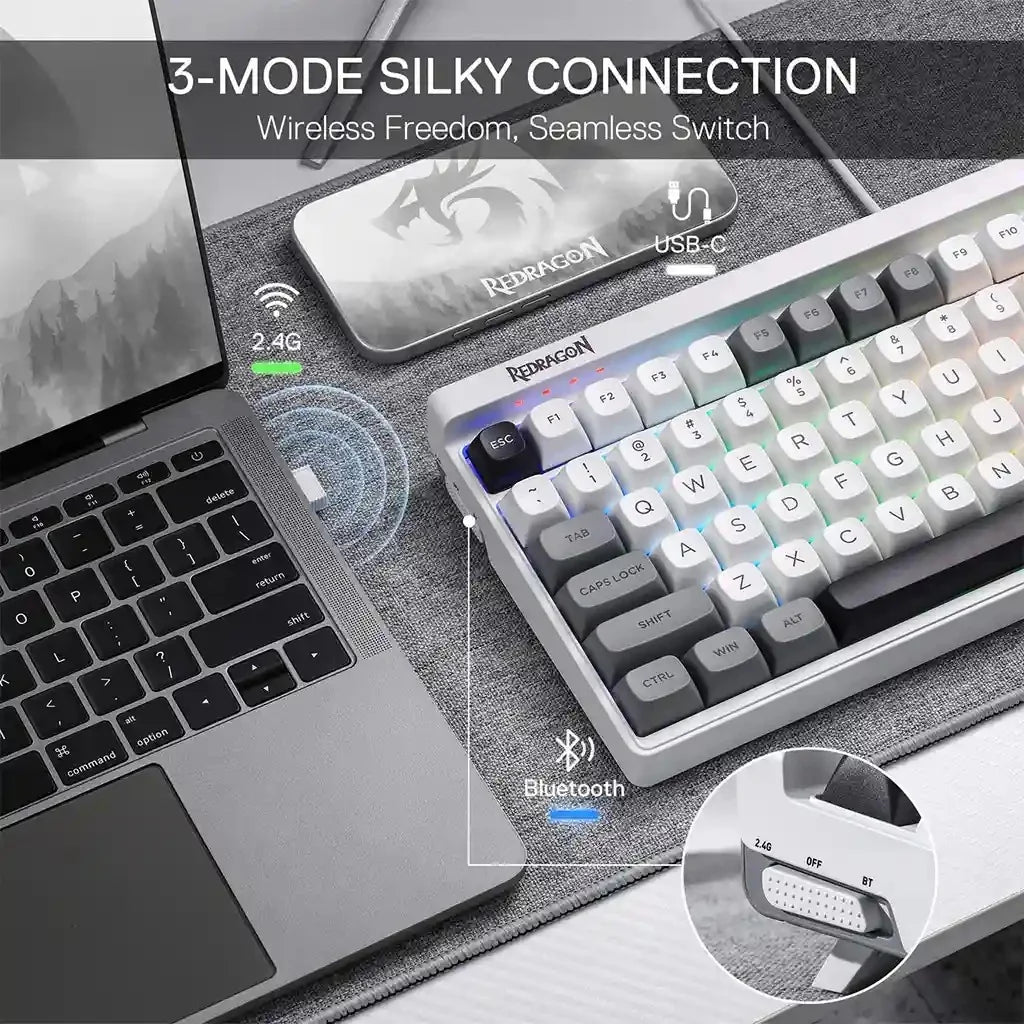 Redragon K656 GAREN PRO 100 Keys 3-Modes Wireless Keyboard (WBRGB)
