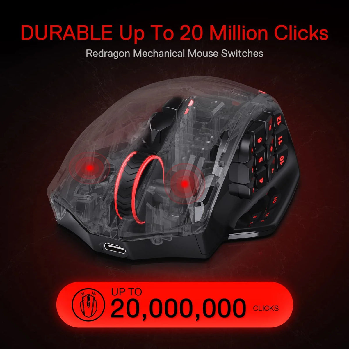 Redragon M913 IMPACT ELITE Wireless Gaming Mouse, 16000 DPI (Black)