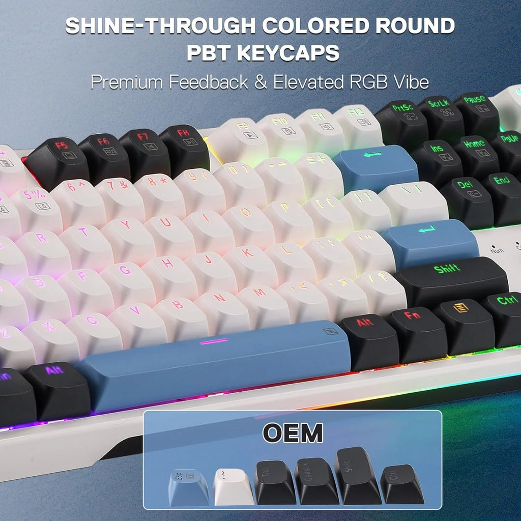 Redragon K668 TRUNDLE Gaming Keyboard With Hot Swappable Red Switches (WGB)