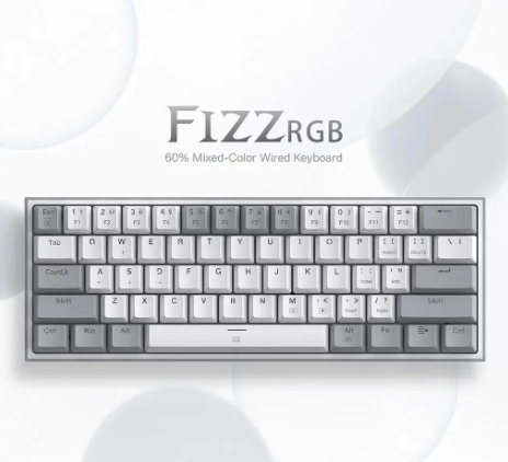 Redragon FIZZ K617 60% RGB Mechanical Keyboard with Red Switches (White & Gray)