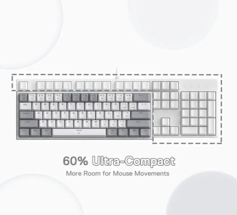 Redragon FIZZ K617 60% RGB Mechanical Keyboard with Red Switches (White & Gray)