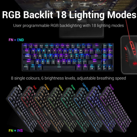 Redragon K599 KRS DEIMOS RGB Wireless Mechanical Gaming Keyboard with Red Switches (Black)
