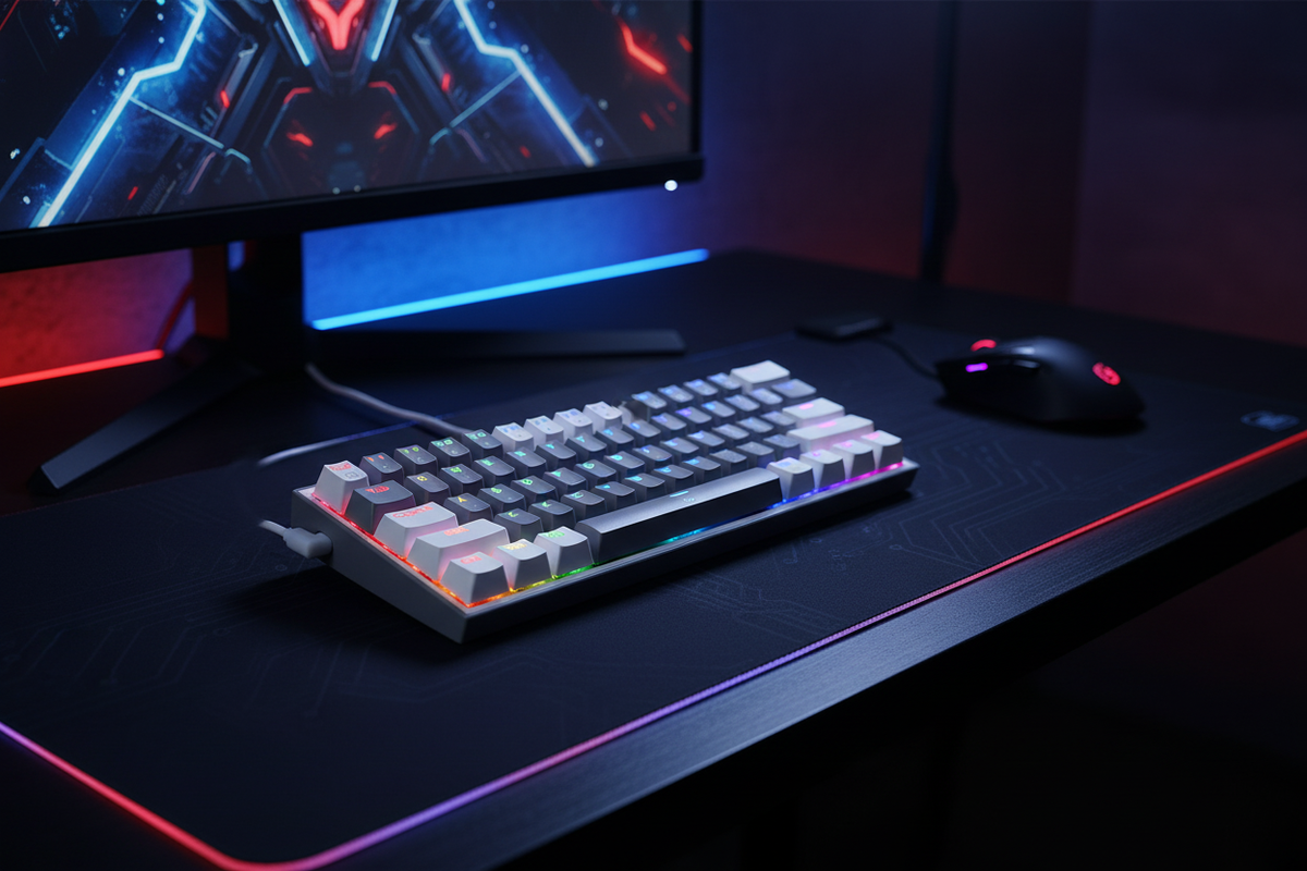 REDRAGON K616 FIZZ PRO RGB BLUETOOTH WIRELESS MECHANICAL GAMING KEYBOARD 61 KEYS, RED SWITCHES (GREY WHITE)