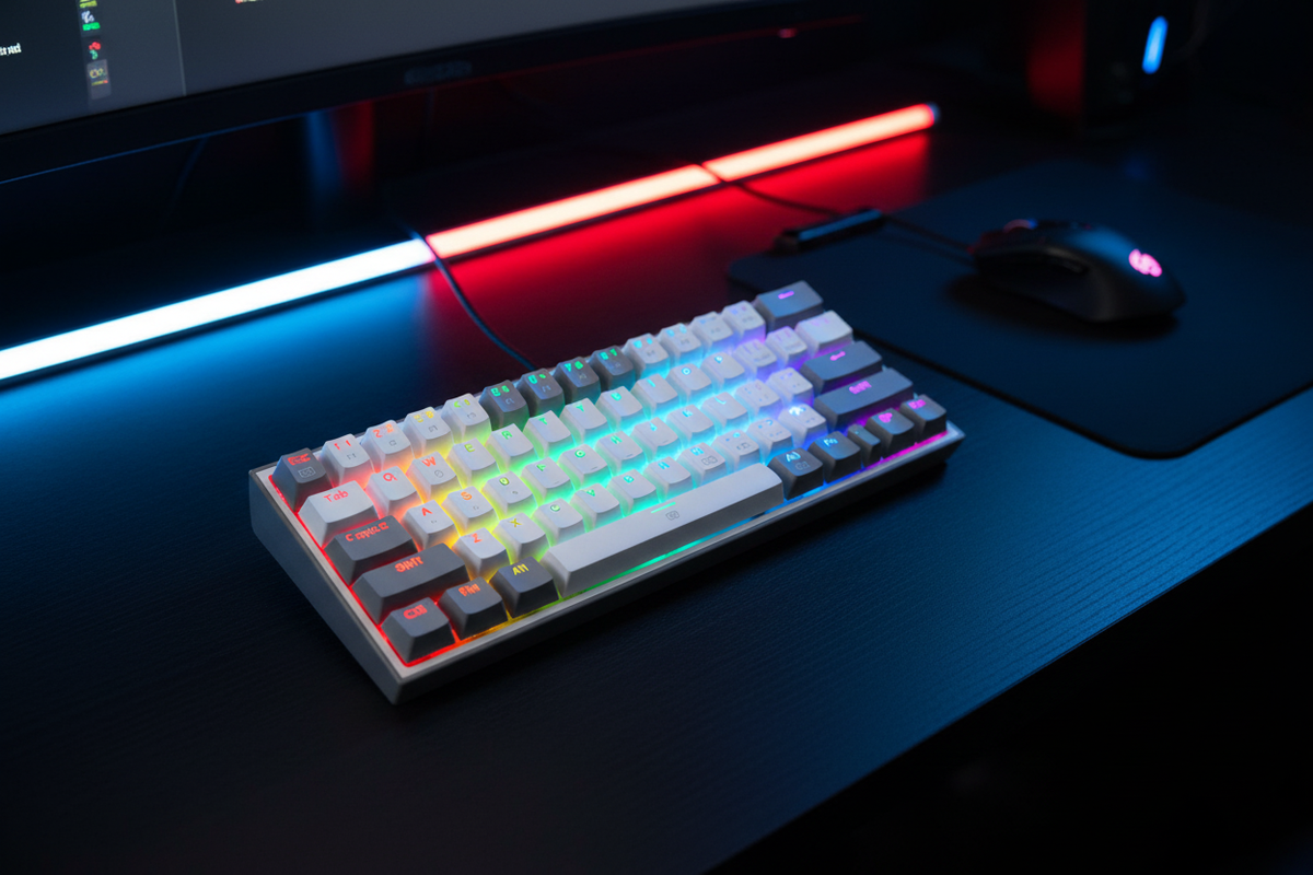 Redragon K616 FIZZ Pro RGB Bluetooth Wireless Mechanical Gaming Keyboard 61 Keys, Red Switches (White Grey)