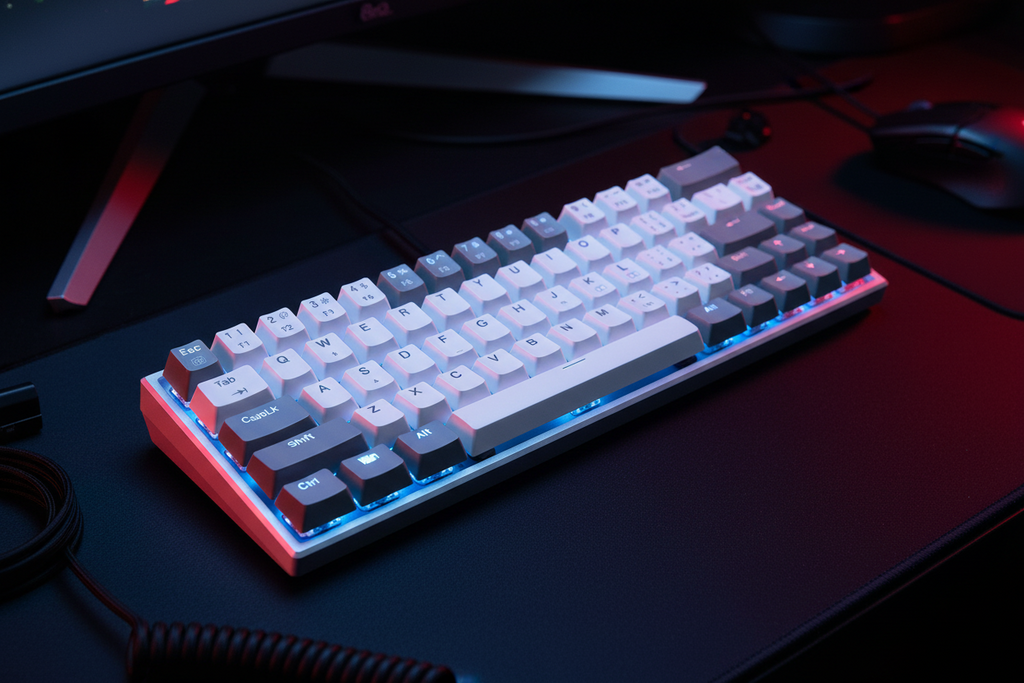 Redragon FIZZ K617 60% RGB Mechanical Keyboard with Red Switches (White & Gray)