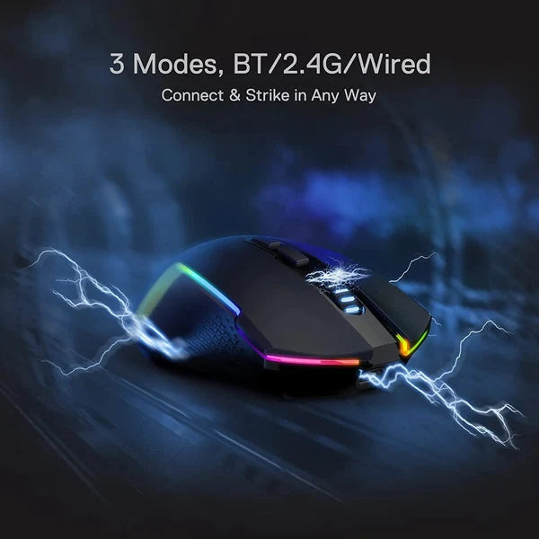 Redragon M693 TRIDENT Wired and Wireless (Bluetooth) Gaming Mouse (Black)