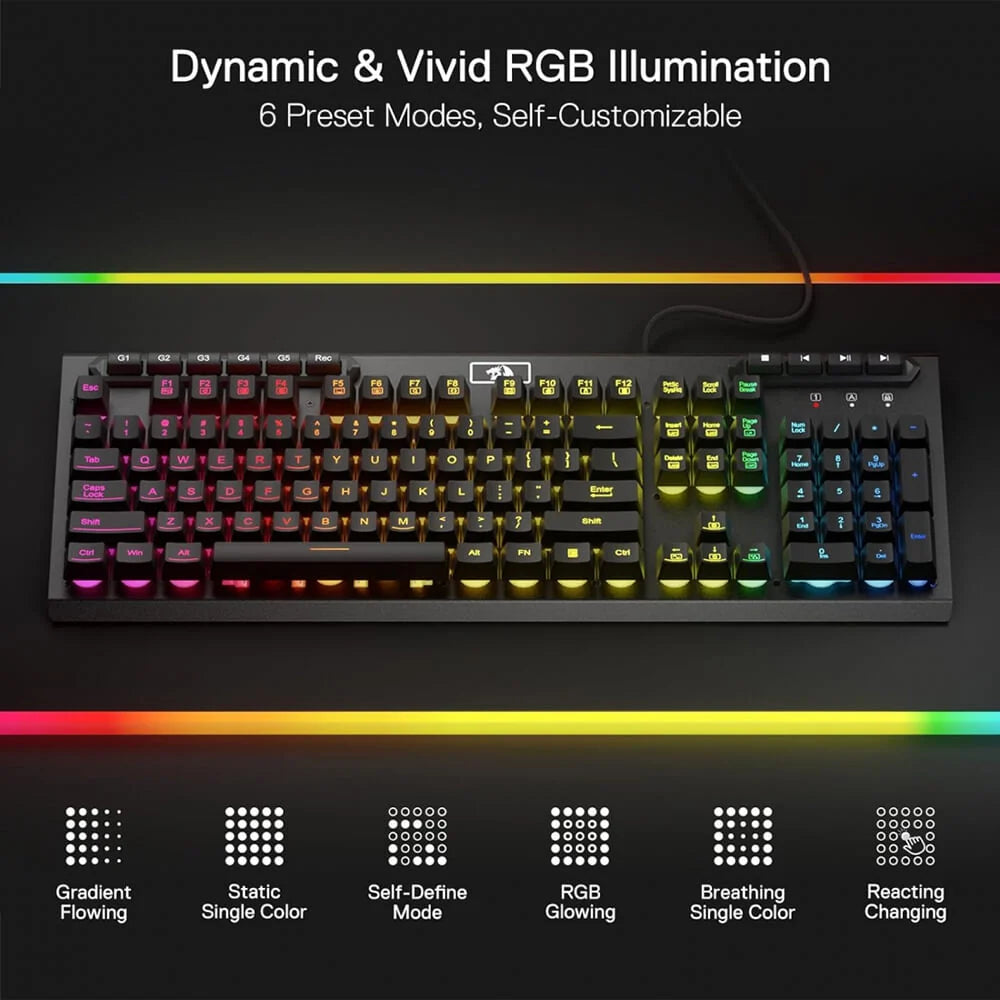 Redragon K513 ADITYA RGB Membrane Gaming Keyboard (Black)