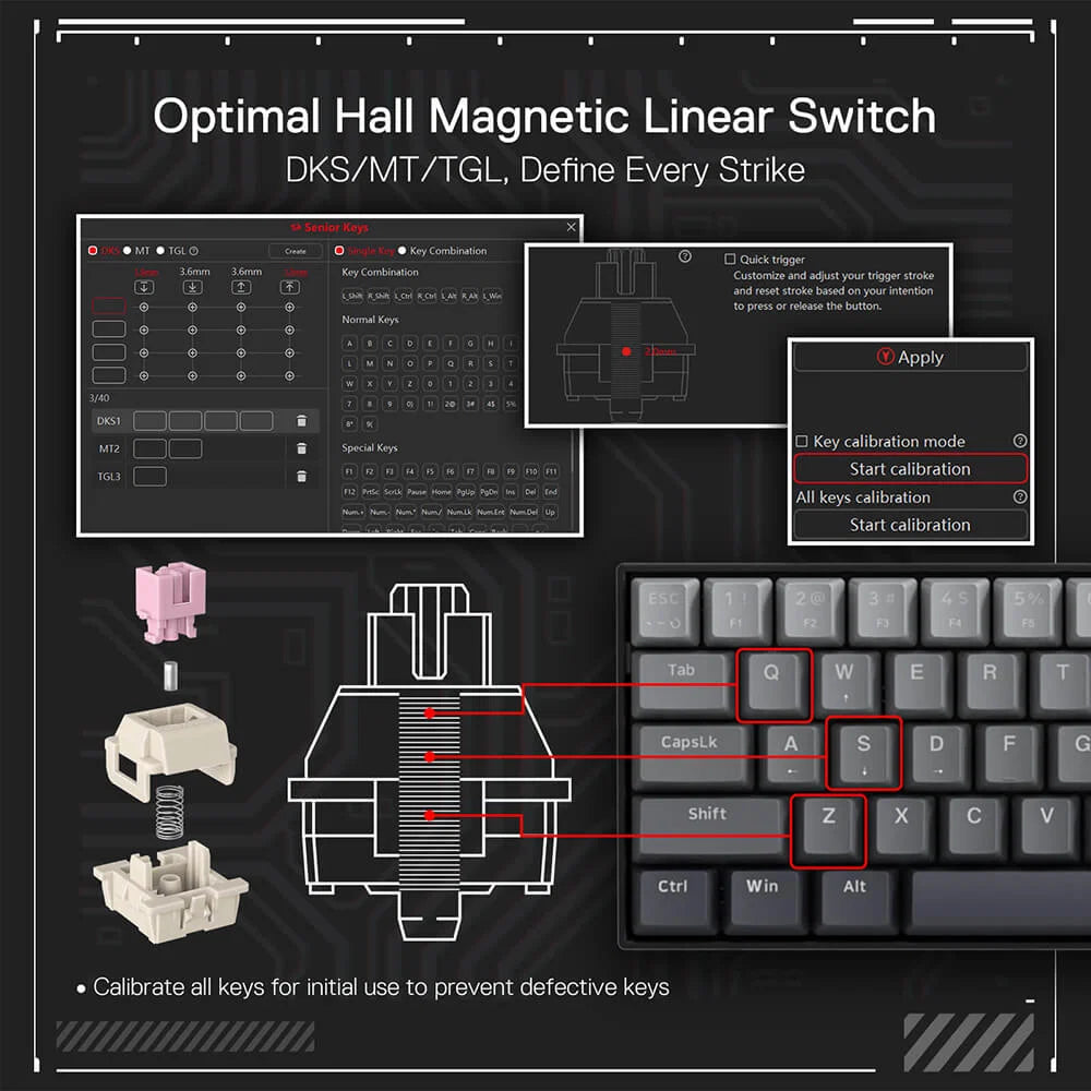 Redragon K617 FIZZ 60% Rapid Trigger Wired Magnetic Switch Gaming Keyboard